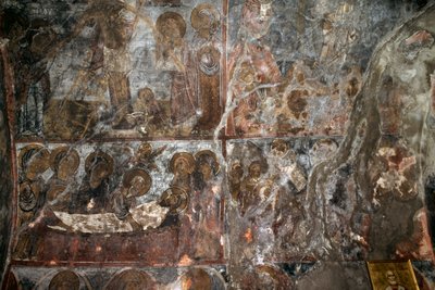 Deposition af Kristus, freskomaleri i kirken Agios Nikolaos, Elenes, Kreta, Grækenland (foto) af Georg Carl Heinrich Dollmann