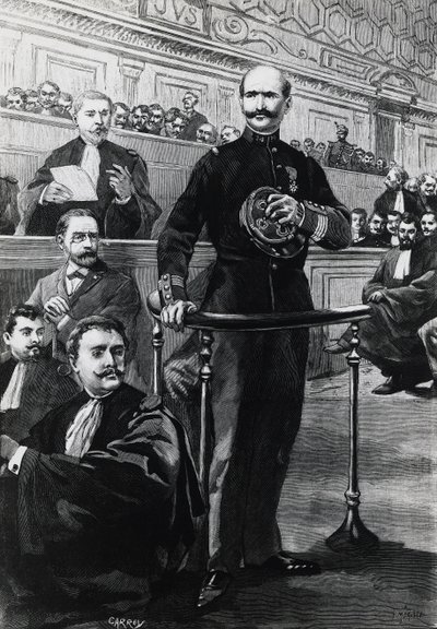 Afsættelse af kommandør Charles Walsin-Esterhazy under Emile Zola-processen af Georg Carl Heinrich Dollmann