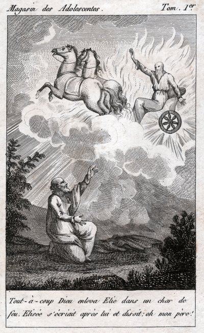 Elias tager til himlen, omkring 1880 (gravering) af . .