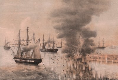 Eksplosion af Anconas lanterne ved siden af havet, belejring af Ancona af William Walcutt