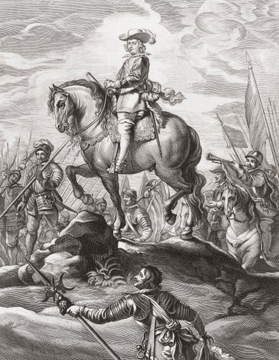 Ferdinand af Østrig leder tropper over Alperne, juli 1634 af . .