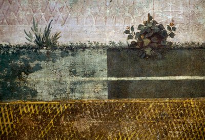 Blomstervase, detalje fra en fresco, der forestiller en have med frugttræer og fugle, fra House of Livia på Palatinerhøjen, Rom, Italien. romersk civilisation af Georg Carl Heinrich Dollmann