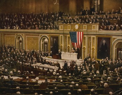 For the Freedom of the World, præsident Woodrow Wilson beder Kongressen om at erklære krig mod Tyskland, den 2. april af . .