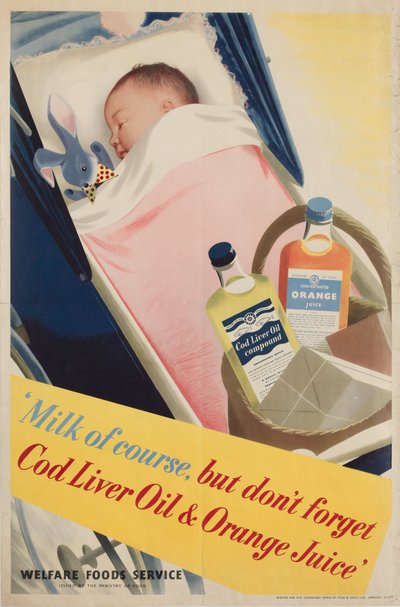 Sundhedsuddannelse ïMælk selvfølgelig, plakat, c 1950 af Frederick (attr. to) Barnard