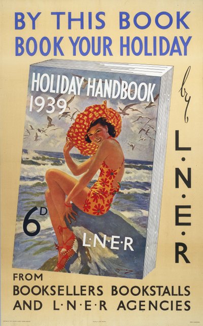 Holiday Handbook 1939", plakat fra LNER af Ferdinand Georg Waldmuller