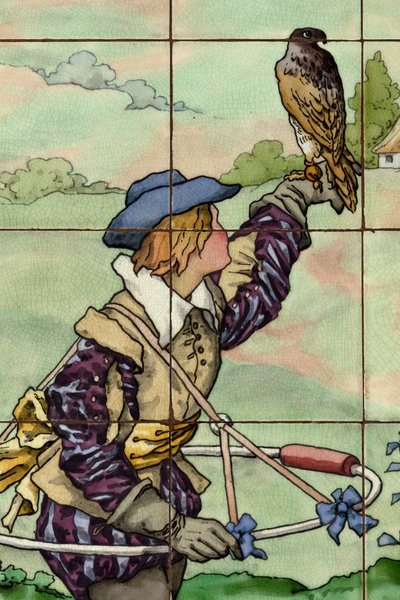 Indvendigt billede, flisepanel, maler Furcy Ernest Tondeur, udfører Boch Frères La Louvière, andet panel, detalje af . .