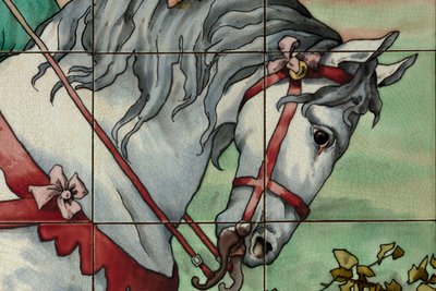 Indvendigt billede, flisepanel, maler Furcy Ernest Tondeur, udfører Boch Frères La Louvière, andet panel, detalje af . .