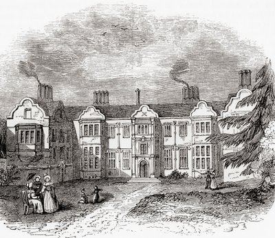 Ladye Place, Hurley, Berkshire, England, set her i begyndelsen af det 19. århundrede. af . .