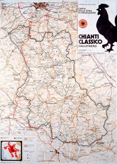 Kort over Chianti classico-området. af Henry Charles Fehr