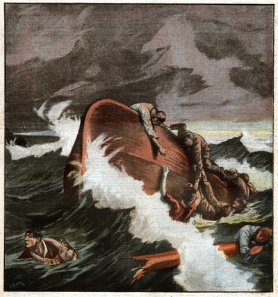 Forlis af en båd i Middelhavet. Forlis i Middelhavet. af Ferdinand Georg Waldmuller
