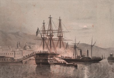 Napolitansk fartøj Monarca angrebet af Tuckery i Port of Castellammare af William Walcutt