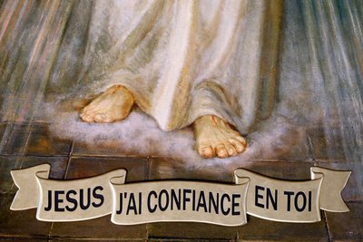 Notre Dame de Plainpalais kirke. Jesus den guddommelige barmhjertighed, jeg stoler på dig. Frankrig. af . .