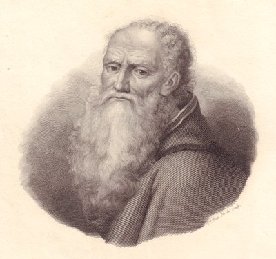 Portræt af den italienske maler Bernardino Luini (ca. 1481-1532), kobberstik af Caterina Piotti-Pirola fra selvportræt af Luini af William Walcutt