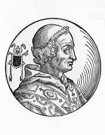 Portræt af Johannes 5. (635-686), den 82. pave af den katolske kirke fra 685, gravering af William Walcutt