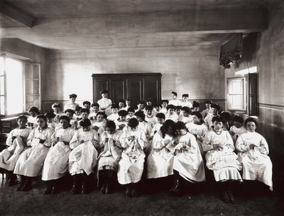 Professionel skole for kvinder, i Firenze: en broderi lektion af Henry Charles Fehr