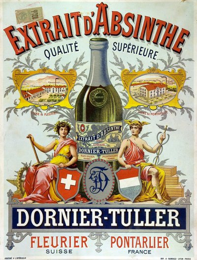 Annonce for Ornier Tuller absint, kromolitografi 1890 af Frederick (attr. to) Barnard