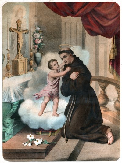 Sankt Antonius af Padova, omkring 1850 (gravering) af . .