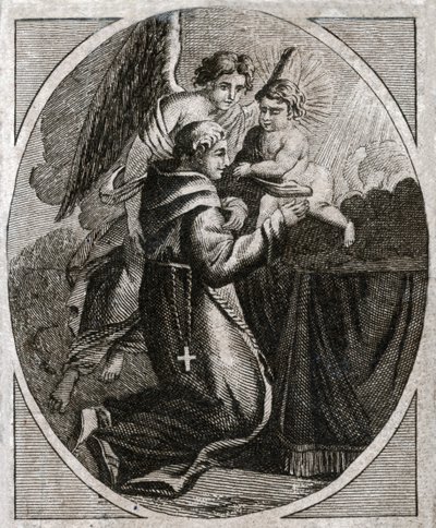 Sankt Antonius af Padova, begyndelsen af det 19. århundrede (gravering) af . .