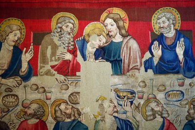 Sankt Markus museum. Tapet i uld med episoder fra Kristi lidenskab. Den sidste nadver. af . .