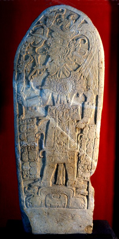 Stela 4 fra Machaquila, Peten, Guatemala, sen klassisk periode, 6. maj 820 e.Kr. (sten) af Hippolyte Lalaise Devéria