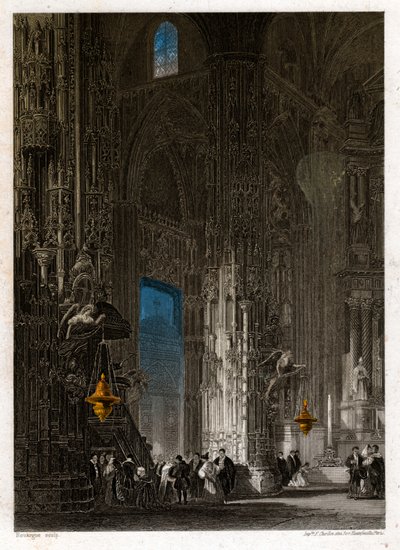 Frelserens katedral i Jerez de la Frontera (Xeres). omkring 1840 (gravering) af . .
