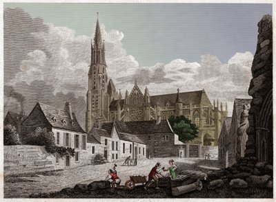 Senlis katedral. omkring 1840 (gravering) af . .
