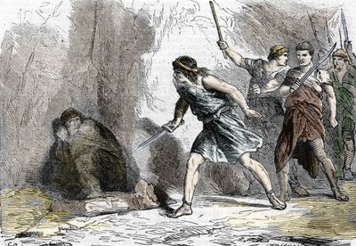 Nerons selvmord, 9. juni 68. 19. århundrede (gravering) af . .