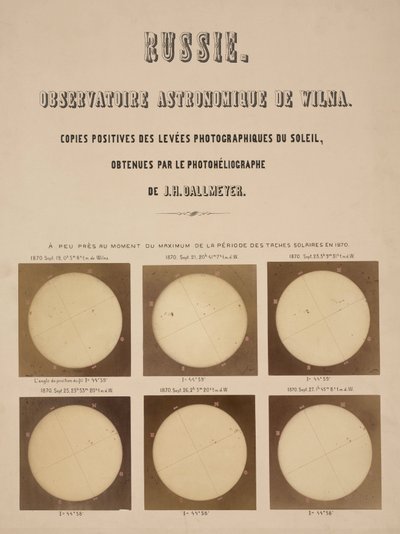 Solen, fotograferet med en Dallmeyer heliograf, Vilnius, Litauen af Frederick (attr. to) Barnard