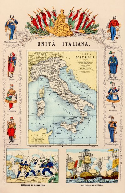 FORENEDE ALLEGORIA ITALIEN 1860 af . .