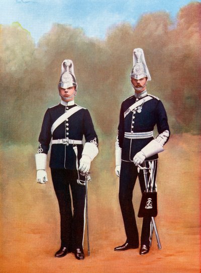 Yorkshire Dragoons, officer og menig, fra Picturesque History of Yorkshire, udgivet c.1900 af Ferdinand Georg Waldmuller