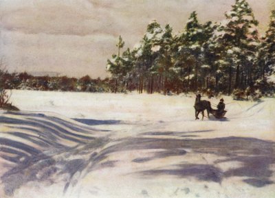 En vinterscene i Letland af after A. Langfier