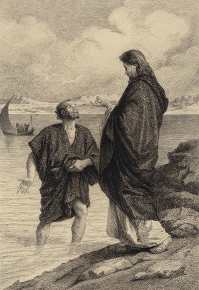 Jesus og Sankt Peter af after Albert Robida