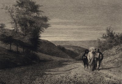 Jesus og hans disciple på vej til Cæsarea af after Albert Robida