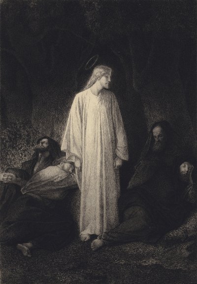 Jesus og de sovende disciple af after Albert Robida