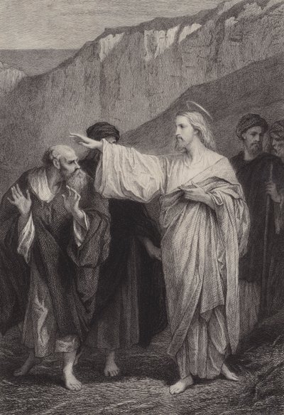 Jesus giver Peter sin afgift af after Albert Robida