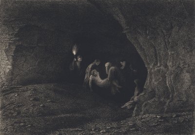 Jesus lagde sig i graven af after Albert Robida