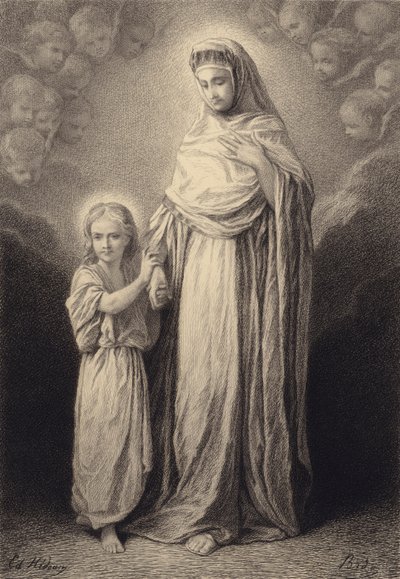 Jesusbarnet og hans moder af after Albert Robida