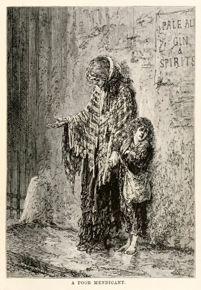 En fattig bølle, fra Jorden rundt på firs dage af Jules Verne (1828-1905), indgraveret af Louis Dumont (f.1822) 1873 af after Alphonse Marie de Neuville