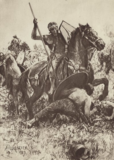 Auxiliary Cavalry angriber tyske stammefolk af after Amedee Forestier