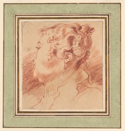 Studie af kvindens hoved af after Antoine Watteau