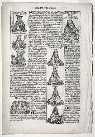 Genealogisk side; udgivet i Nürnbergkrøniken af Hartmann Schedel af after Augustin Pajou
