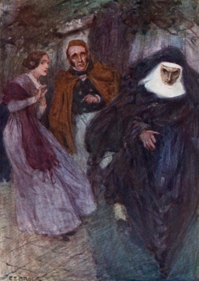 Lucy Snowe og Paul Emanuel i skolens have af after Charles Edmund Brock