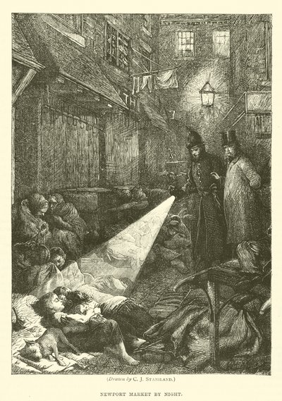 Newport Market om natten af after Charles J. Staniland