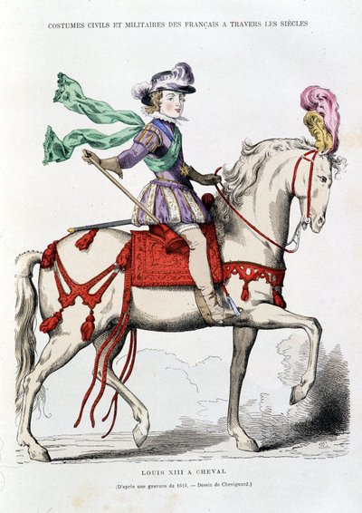Ludvig XIII til hest efter et stik fra 1615 - Tegning af Chevignard. af after Chevignard