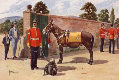 The Pet Mule og Abe fra Middlesex Regiment af after Edgar Alfred Holloway