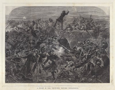 En kamp i skyttegravene før Sebastopol af after Edmond Morin