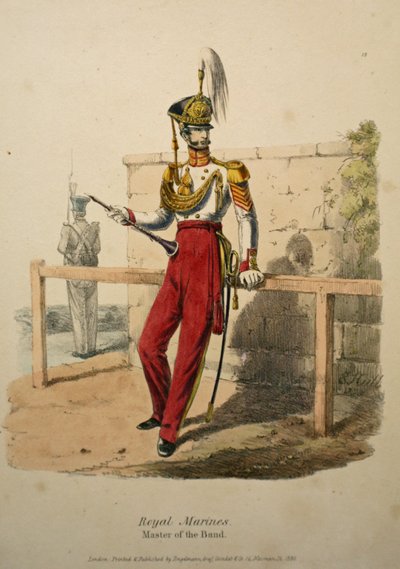 Royal Marines Master of the Band, ca. 1830 (håndfarvet litho) af after Edward Hull