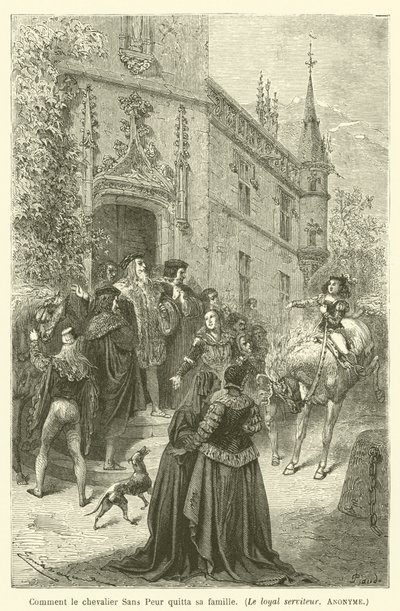Hvordan den frygtløse ridder forlod sin familie, den loyale tjener, anonym af after Emile Antoine Bayard