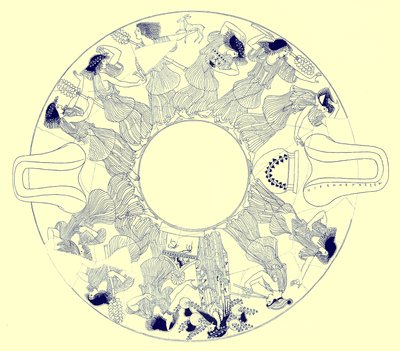 Dance of maenads to Dionysos, illustration fra græske vasemalerier af J. E. Harrison og D. S. MacColl, udgivet 1894 (digitalt forbedret billede) af after English School