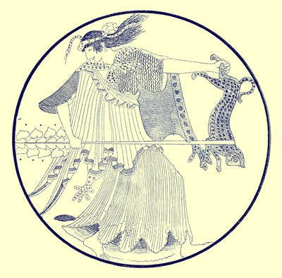 Maenad, illustration fra græske vasemalerier af J. E. Harrison og D. S. MacColl, udgivet 1894 (digitalt forbedret billede) af after English School